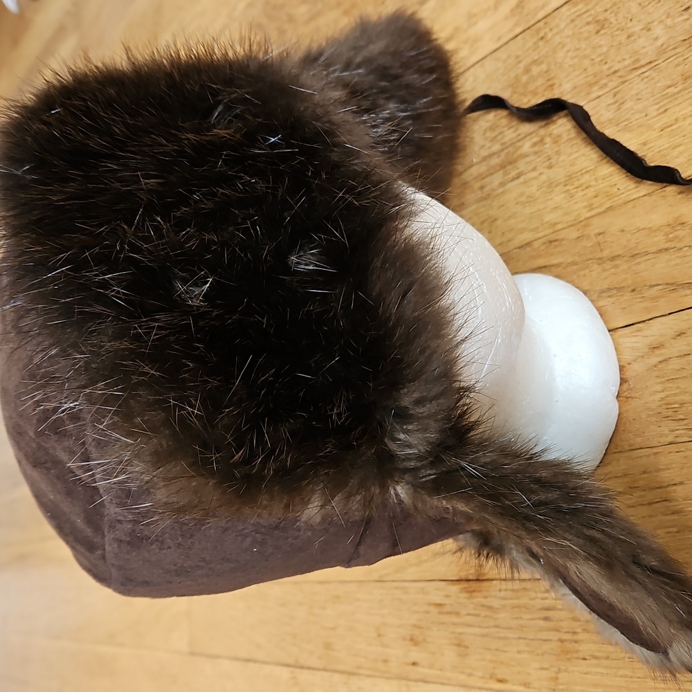 Vintage real fur russian style ushanka trapper hat - Picture 9 of 13